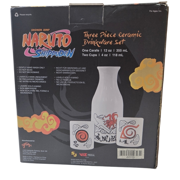 Naruto Collector's Edition White Ceramic Sake Set with Red and Black Design NWT - Picture 3 of 5